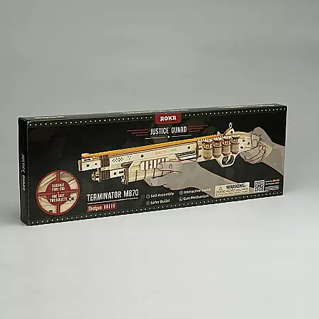 Puzzle 3D, set constructie pusca de vanatoare din lemn, soldati ca tinte, 170 piese, DIY [3]