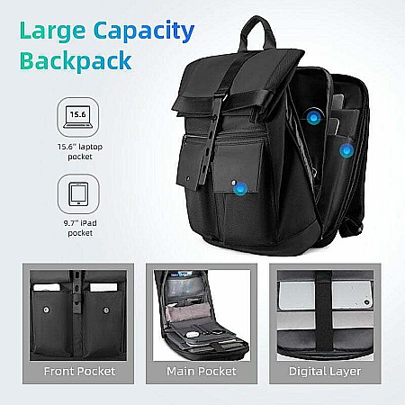 Rucsac barbati Mark Ryden retro pentru laptop cu extensie de 15 cm, impermeabil [5]