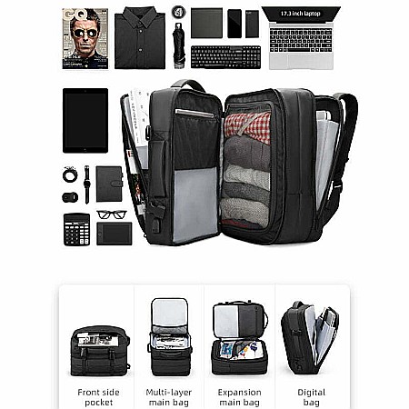 Rucsac barbati Mark Ryden Smart laptop, antifurt, pelerina de ploaie, full impermeabil,  capacitate mare de 39L, fluier [2]