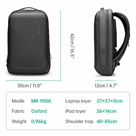 Rucsac barbati Mark Ryden Smart , Laptop de 15.6, full impermeabil, USB si micro USB, slim [5]