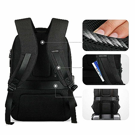 Rucsac barbati Mark Ryden Smart , Laptop de 17, pelerina de ploaie, full impermeabil, USB si micro USB, buzunar  card , lacat [6]