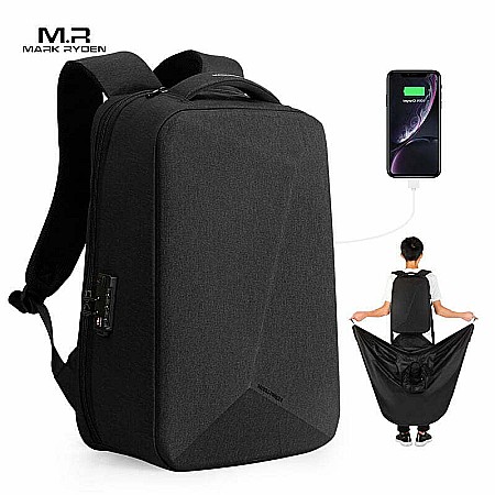 Rucsac barbati Mark Ryden Smart , Laptop de 17, pelerina de ploaie, full impermeabil, USB si micro USB, buzunar  card , lacat [4]