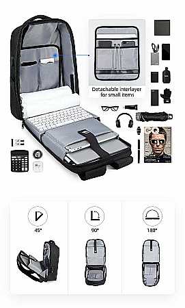 Rucsac barbati Mark Ryden Smart , Laptop de 17, pelerina de ploaie, full impermeabil, USB si micro USB, buzunar  card , lacat [5]