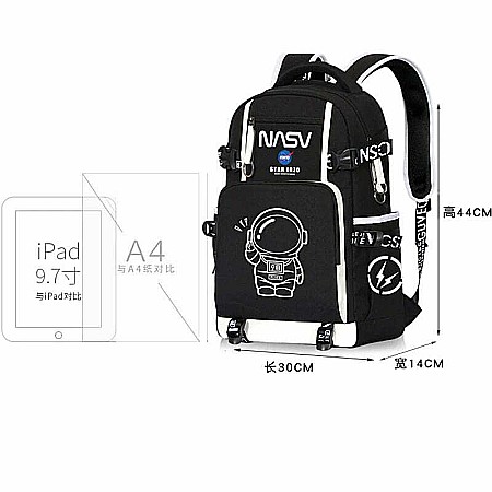 Rucsac, ghiozdan MBrands waterproof, cu design astronaut fosforescent, penar, breloc, lacat [5]