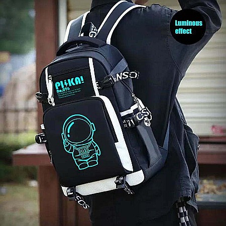 Rucsac, ghiozdan MBrands waterproof, cu design astronaut fosforescent, penar, breloc, lacat [2]