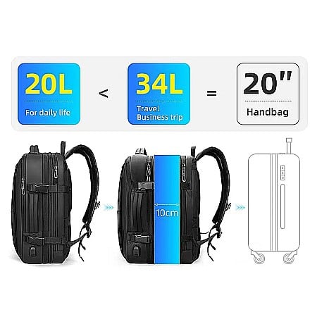 Rucsac Mark Ryden, bussiness port USB, buzunar laptop 17 inch, rezistent la apa, buzunar, extensibil, 34l [3]