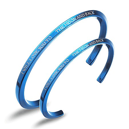 Alte Accesorii - Set 2 bratari pt cuplu, EL si EA, MBrands din inox , inscriptionat love to the moon and back