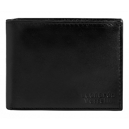 Set barbati, portofel, port card protectie RFID, negru, Leonardo Verrelli , piele [1]