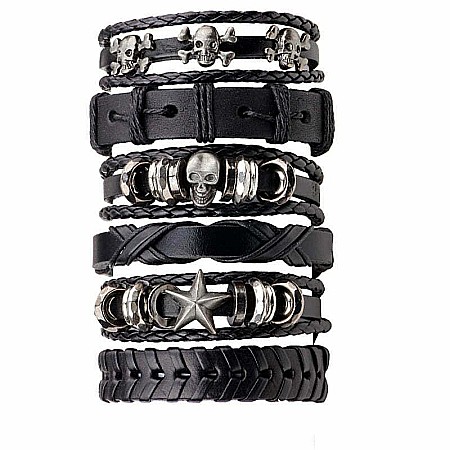 Set bratari cu multiple straturi MBrands pentru barbati, din piele naturala [5]