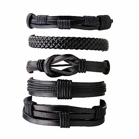 Set bratari cu multiple straturi MBrands pentru barbati, din piele naturala [3]