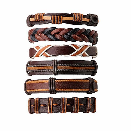 Set bratari cu multiple straturi MBrands pentru barbati, din piele naturala [7]