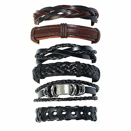 Set bratari cu multiple straturi MBrands pentru barbati, din piele naturala [24]