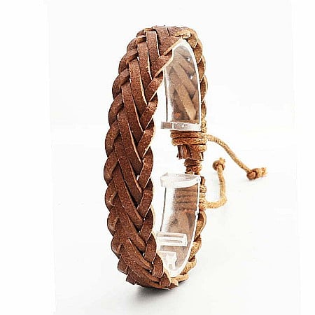 Set de barbati MBrands  ceas quartz cu data, curea din piele si bratara din piele [5]