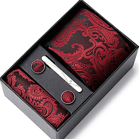 Set elegant MBrands de cravata + batista + ac +butoni din matase naturala 100% [0]