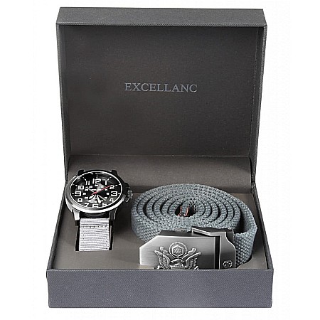 Alte Accesorii - Set Excellanc de barbati, ceas si curea din material textil