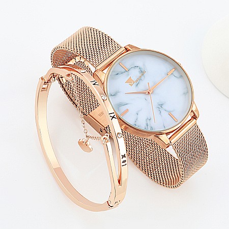 Set Mbrands de dama ceas quartz si bratara in forma de inima [2]