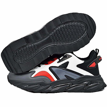 Sneakers Barbati MBrands cu talpa flexibila, din piele ecologica, negru cu rosu [2]