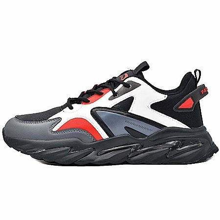 Sneakers Barbati MBrands cu talpa flexibila, din piele ecologica, negru cu rosu [0]