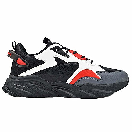 Sneakers Barbati MBrands cu talpa flexibila, din piele ecologica, negru cu rosu [1]