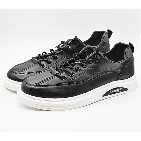 Sneakers Barbati slim MBrands cu talpa flexibila, din piele ecologica, sireturi elastice A2323-1 [2]