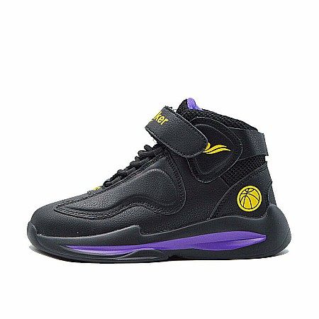 Sneakers Copii Mbrands Hi Tops cu talpa flexibila, culoare negru mov [0]