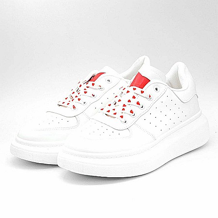 Sneakers Dama MBrands cu talpa flexibila, cu inimioare, culoare alb 20C15 [4]