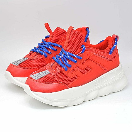 Sneakers Dama MBrands cu talpa flexibila, culoare rosu cu albastru [1]