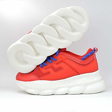 Sneakers Dama MBrands cu talpa flexibila, culoare rosu cu albastru [2]