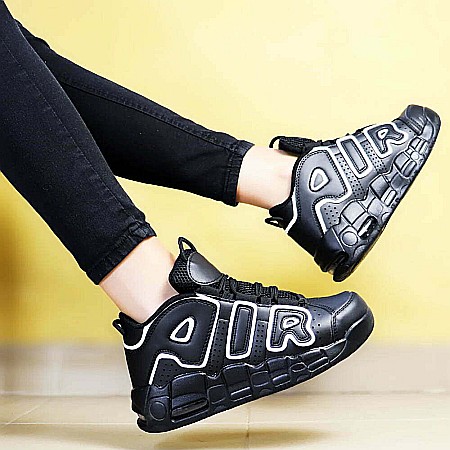 Sneakers Dama MBrands cu talpa flexibila, Hi Top, culoare alb negru [3]