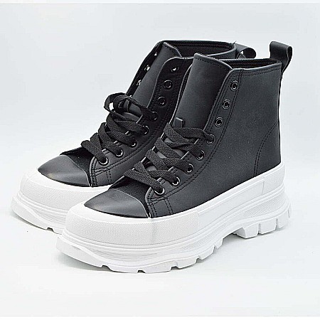 Ghete Dama MBrands cu talpa flexibila, Hi Top, culoare negru, material impermeabil [2]