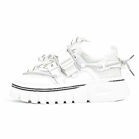 Sneakers Dama MBrands cu talpa flexibila, masiva, alb cu negru R722 [0]