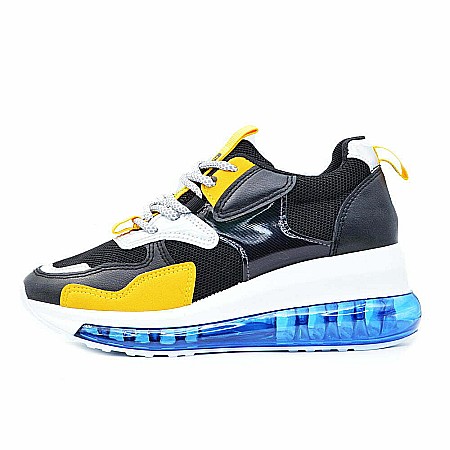 Sneakers Dama MBrands cu talpa flexibila, negru cu talpa albastra [0]