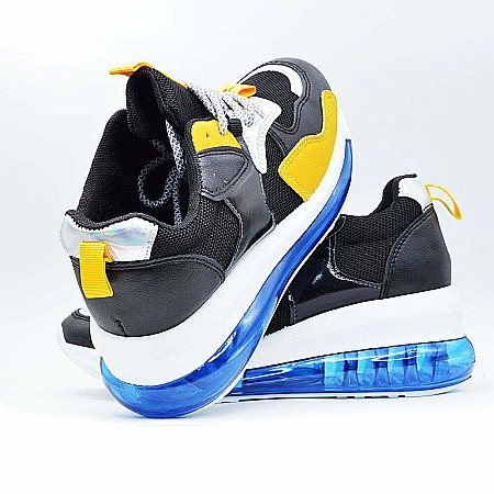 Sneakers Dama MBrands cu talpa flexibila, negru cu talpa albastra [4]