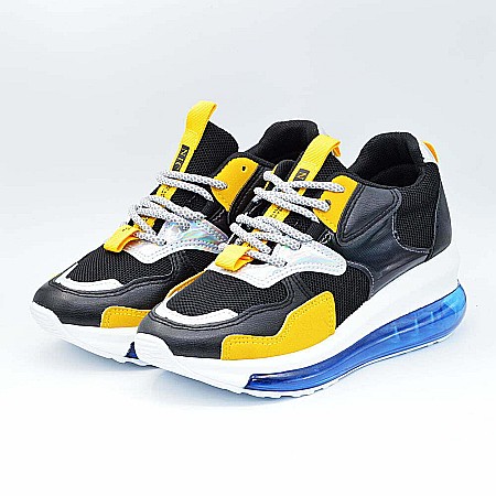 Sneakers Dama MBrands cu talpa flexibila, negru cu talpa albastra [1]