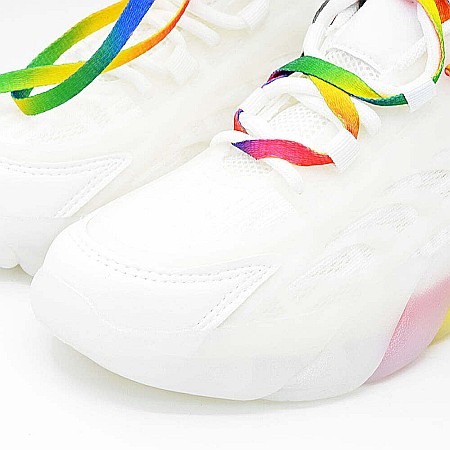 Sneakers Dama MBrands cu talpa flexibila, Tricolor, alb 1150 [2]