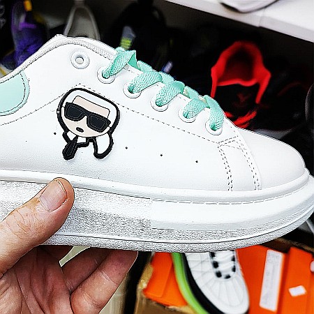 Sneakers Dama MBrands din piele ecologica, alb cu turcoaz 8615 [1]