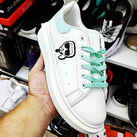 Sneakers Dama MBrands din piele ecologica, alb cu turcoaz 8615 [2]