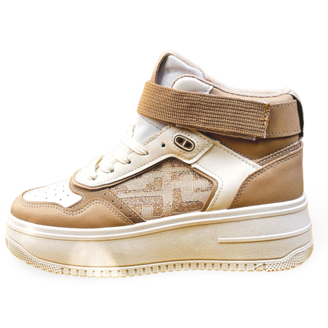 Sneakers Dama MBrands inalti, culoare crem cu maro p120 [0]