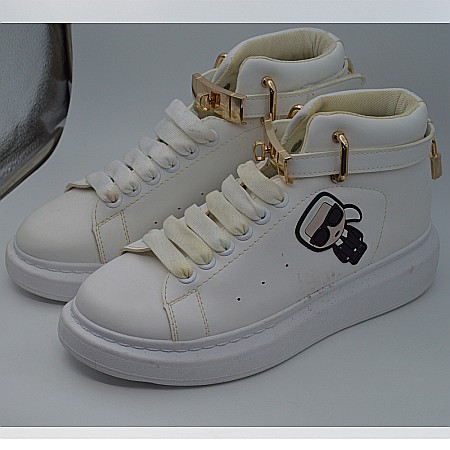 Sneakers high-top MBrands, Alb, cu catarama si lacatel, produs expus, 38 [1]