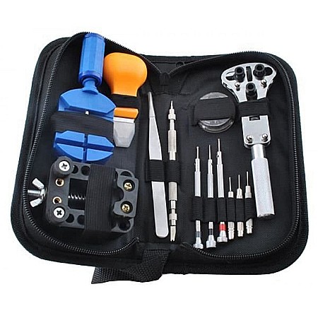 Trusa pentru reparat ceasuri, 13 piese, surubelnite, penseta, cheie, husa [0]