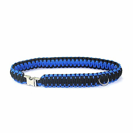 Zgarda Caine, Albastru cu Negru, Lungime Fixa, Catarama Metalica, 55 cm / 30mm [3]