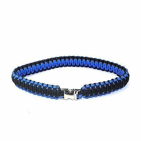 Zgarda Caine, Albastru cu Negru, Lungime Fixa, Catarama Metalica, 55 cm / 30mm [2]