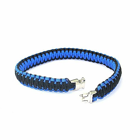 Idei Cadouri - Zgarda Caine, Albastru cu Negru, Lungime Fixa, Catarama Metalica, 55 cm / 30mm