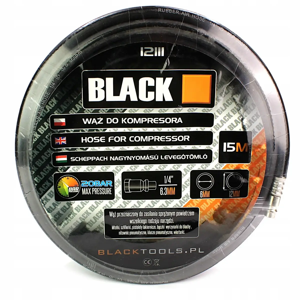 Furtun pneumatic din cauciuc 15 m Black [2]