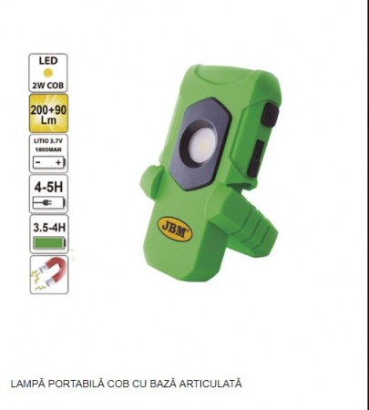 Pentru atelier - Lampa portabila COB cu baza articulata