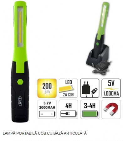 Pentru atelier - Lampa portabila cob cu baza articulata