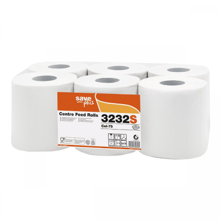 Produse curatenie industriala - Rola prosoape cu derulare centrala, 2 straturi, hartie alba caterata, 108 m, 450 portii, 6 role/set