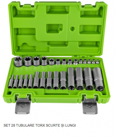 UNELTE PENTRU ATELIER - Set 28 tubulare torx scurte si lungi