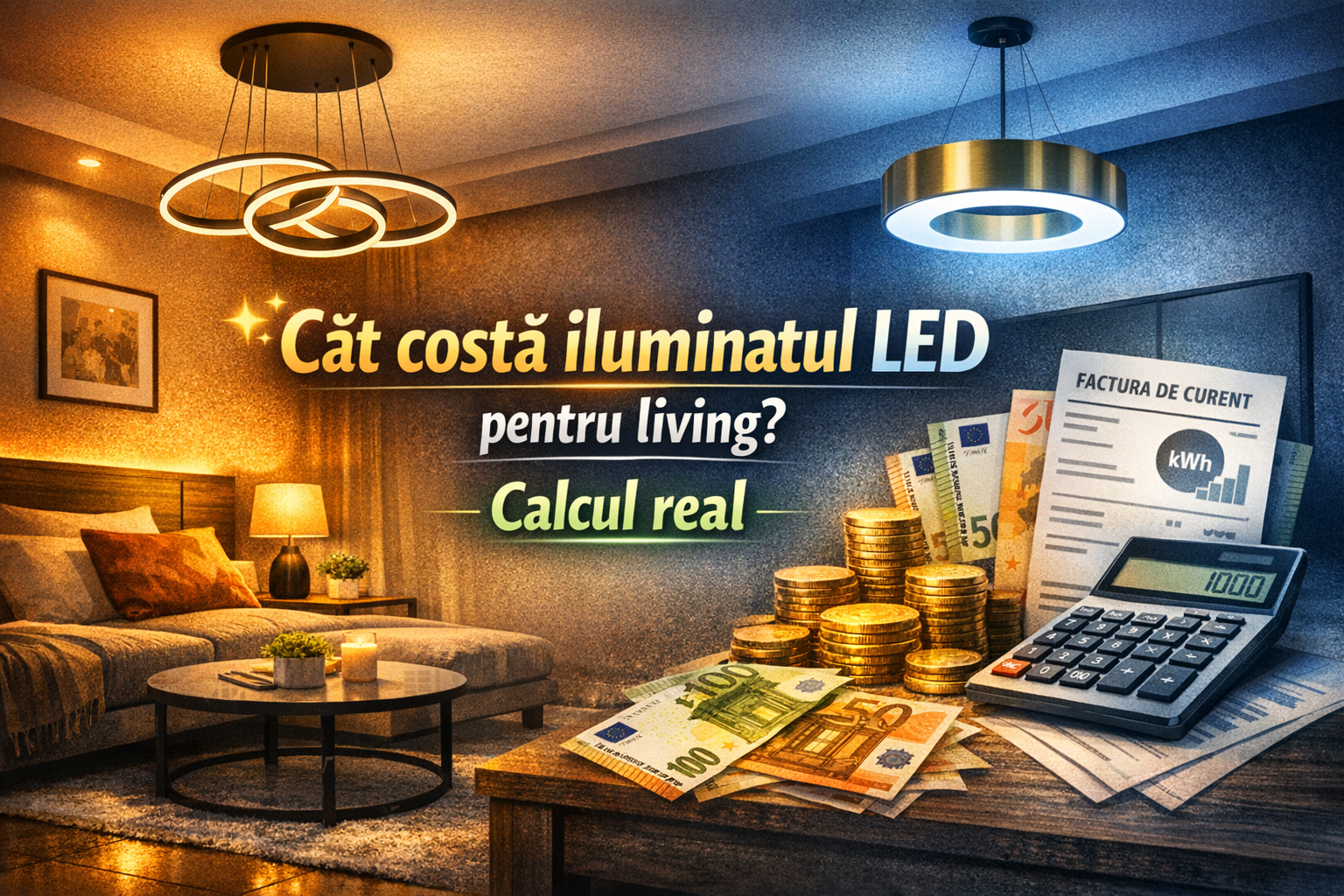Cat costa iluminatul LED pentru living? Calcul real | MEC Design