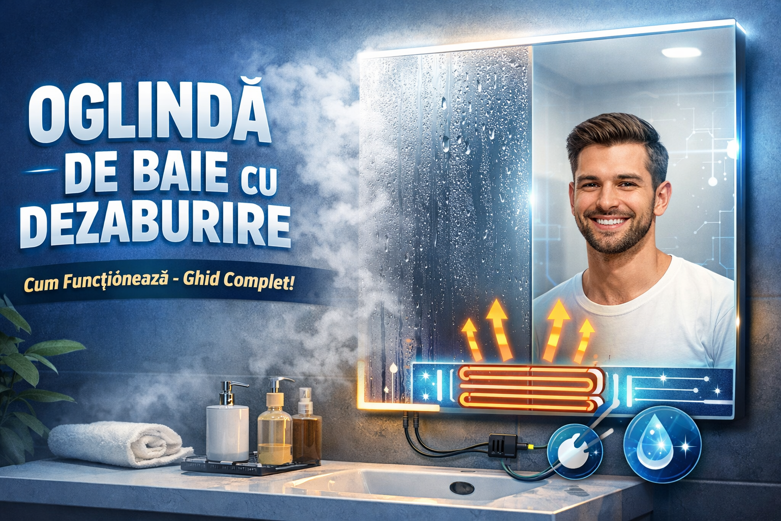 Oglindă baie cu dezaburire — cum funcționează? Ghid 2026